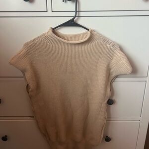 Beige Knit Sleeveless Sweater